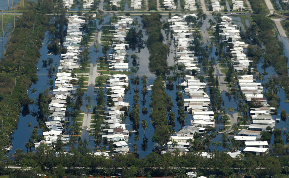 Flooding caused by Hurricane Irma is seen from a U.S. Marine helicopter accompanying&nbsp;President Donald Trump.&nbsp;