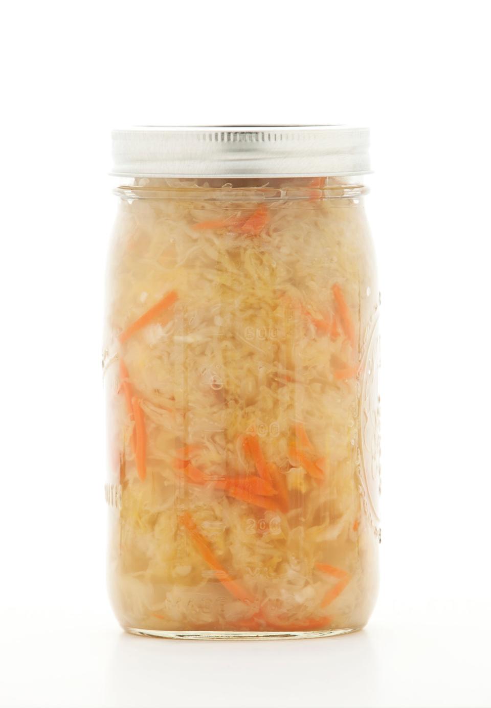 Homemade sauerkraut in jar