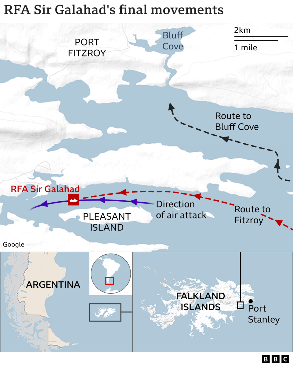 A map of the Sir Galahad's final movements