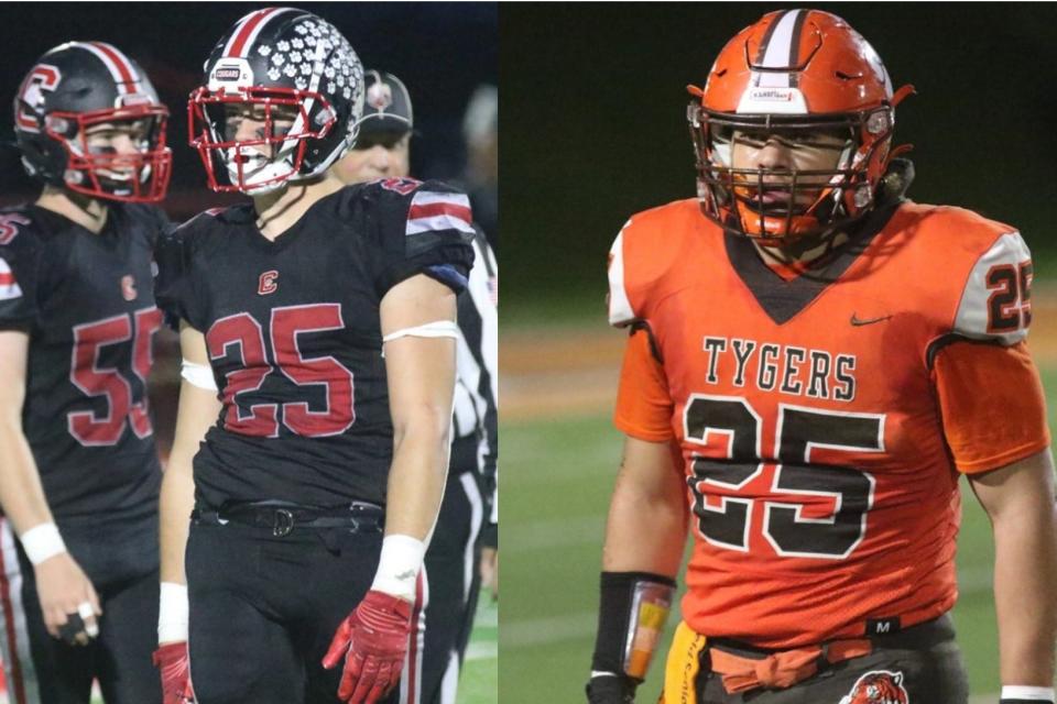 Crestview's Owen Barker (left) and Mansfield Senior's Mekhi Bradley (right) are the 2022 Mansfield News Journal Defensive Players of the Year.