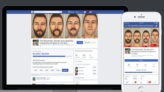 An example of a Movember fundraising page.