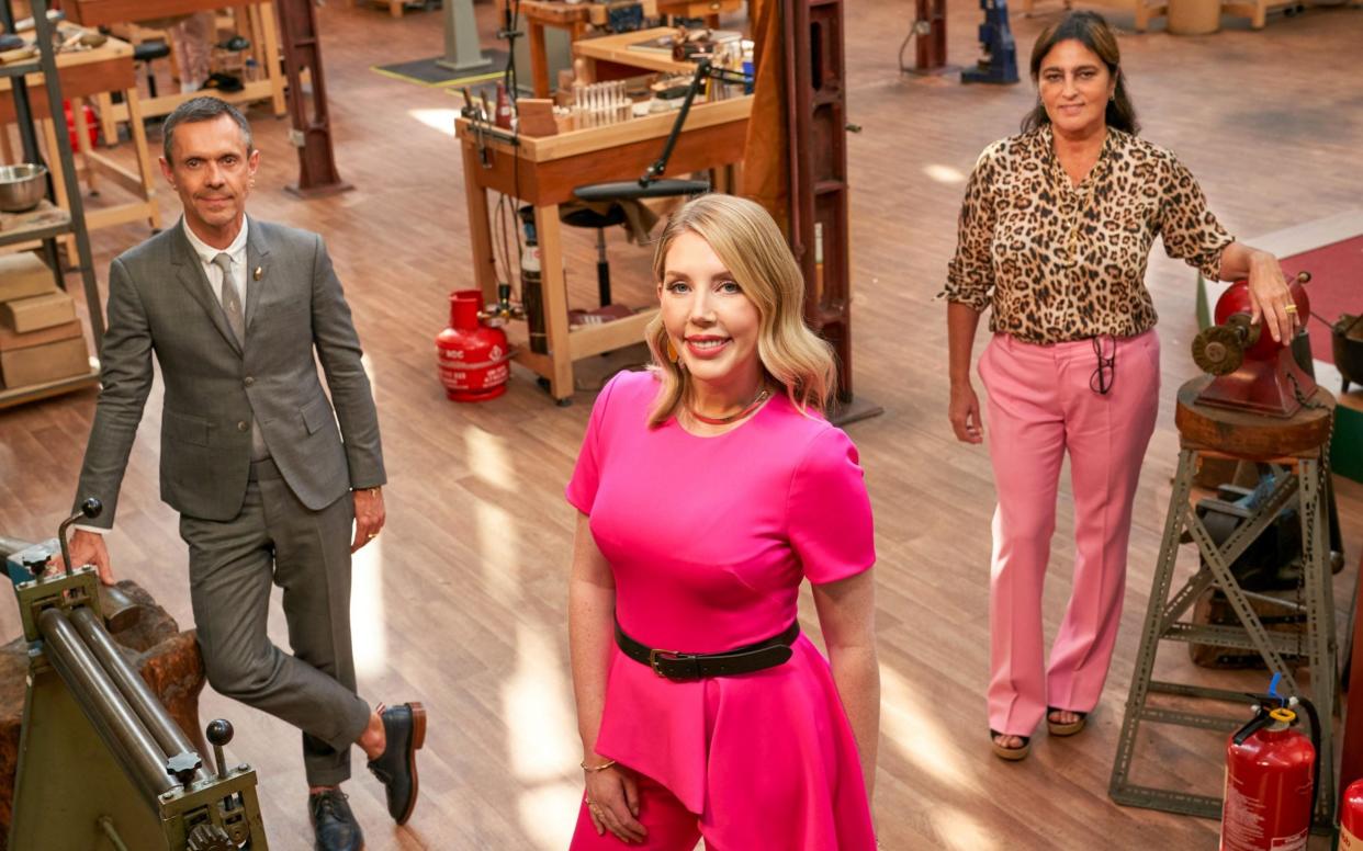 Katherine Ryan with judges Shaune Leane and Solange Azagury-Partridge in All That Glitters - Justin Downing/Twenty Twenty TV