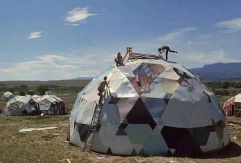 Under construction: Drop City's geodesic domes - Credit: getty