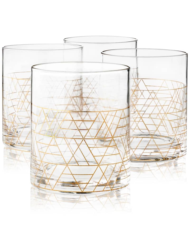 Hotel Collection Gold Decal Old Fashioned Glasses, Set of 4