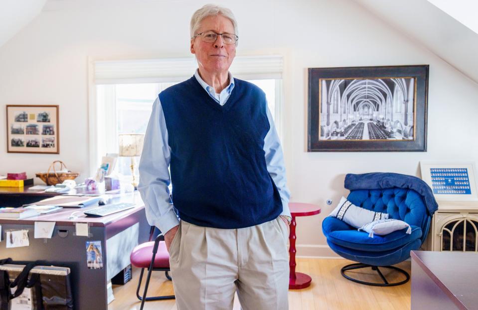 James Bopp Jr., an Indiana-based conservative lawyer, poses for a portrait Tuesday, Feb. 21, 2023, inside his home office.