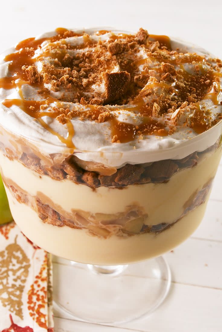 <p>Move over, summery <a href="https://www.delish.com/cooking/recipe-ideas/recipes/a51017/perfect-banana-pudding-recipe/" rel="nofollow noopener" target="_blank" data-ylk="slk:banana pudding;elm:context_link;itc:0;sec:content-canvas" class="link ">banana pudding</a>, there's a new <a href="https://www.delish.com/holiday-recipes/christmas/g3090/trifle-recipes/" rel="nofollow noopener" target="_blank" data-ylk="slk:trifle;elm:context_link;itc:0;sec:content-canvas" class="link ">trifle</a> in town. Sweet layers of caramel <a href="https://www.delish.com/cooking/recipe-ideas/a30211854/vanilla-pudding-recipe/" rel="nofollow noopener" target="_blank" data-ylk="slk:vanilla pudding;elm:context_link;itc:0;sec:content-canvas" class="link ">vanilla pudding</a>, fried apples, crunchy <a href="https://www.delish.com/cooking/recipe-ideas/a35045861/gingersnap-cookies-recipe/" rel="nofollow noopener" target="_blank" data-ylk="slk:ginger;elm:context_link;itc:0;sec:content-canvas" class="link ">ginger</a> cookies, and graham crackers create a symphony of winter-friendly flavors, and we can't get enough of it.<br></p><p>Get the <strong><a href="https://www.delish.com/cooking/recipe-ideas/a28700784/caramel-apple-pudding-recipe/" rel="nofollow noopener" target="_blank" data-ylk="slk:Caramel Apple Pudding recipe;elm:context_link;itc:0;sec:content-canvas" class="link ">Caramel Apple Pudding recipe</a>.</strong></p>