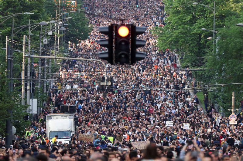 Protest against violence and in reaction to the two mass shootings, in Belgrade