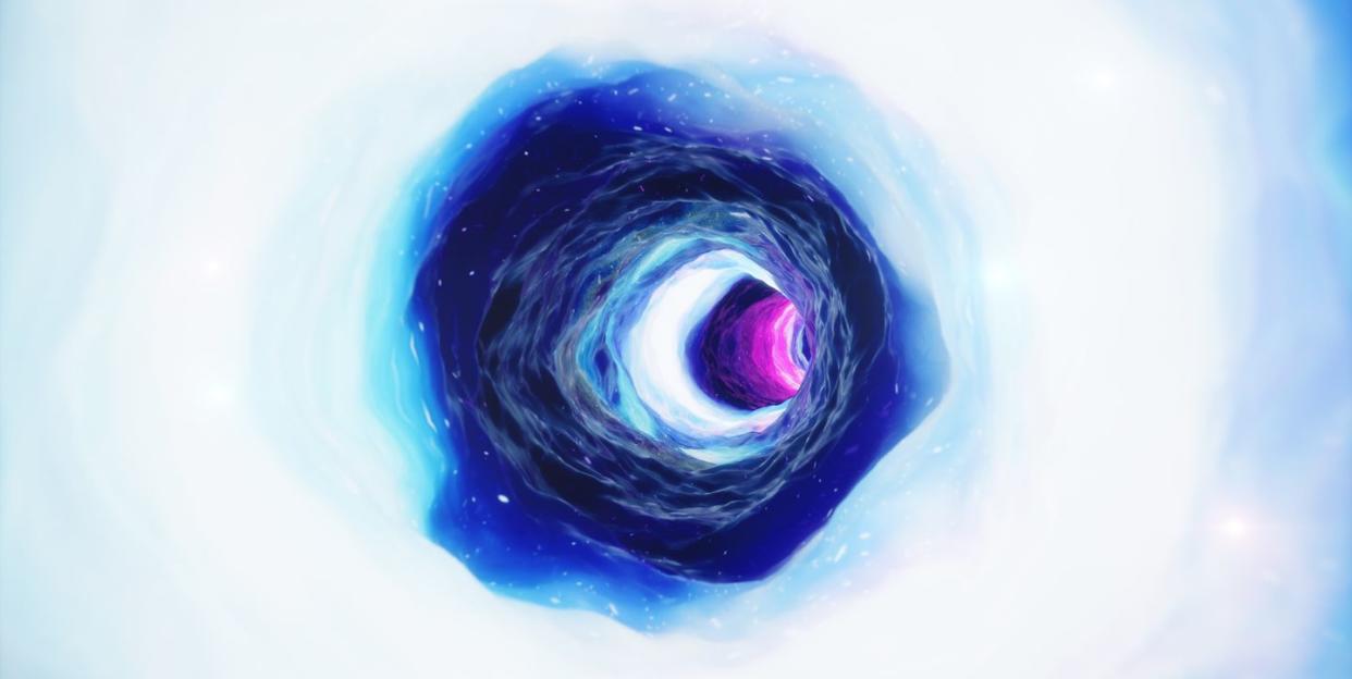 3d illustration tunnel or wormhole, tunnel that can connect one universe with another abstract speed tunnel warp in space, wormhole or black hole, scene of overcoming the temporary space in cosmos