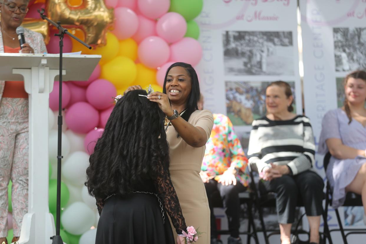 Superintendent Denise Watts crowns the May Day queen during the annual Savannah Chatham County Public Schools May Day celebration on Wednesday, May 15, 2024 in Taylor Square.