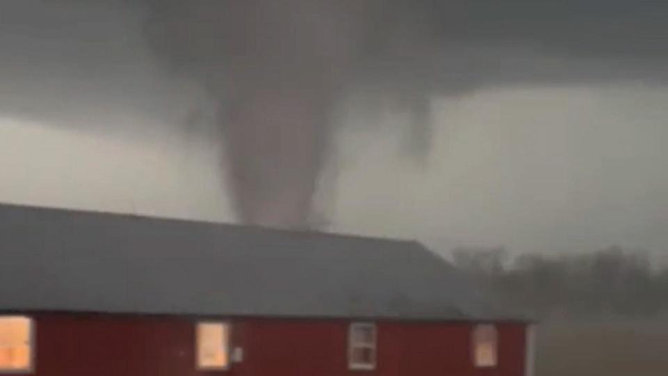 PHOTO: A tornado picks up debris as it travels near Fryburg, Ohio, on March 14, 2024. (Chad Steinke)