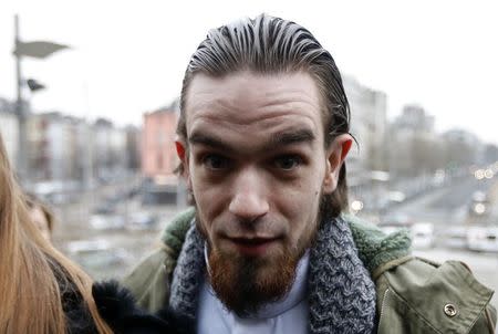 Michael Delefortrie, who is suspected of being part of "Sharia4Belgium", arrives for the verdict in the trial of the group in Antwerp February 11, 2015. REUTERS/Francois Lenoir