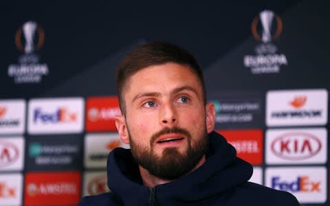 Chelsea's Olivier Giroud during the press conference at Stamford Bridge, London. PRESS ASSOCIATION Photo. Picture date: Wednesday April 17, 2019. - Credit: Ian Walton/PA