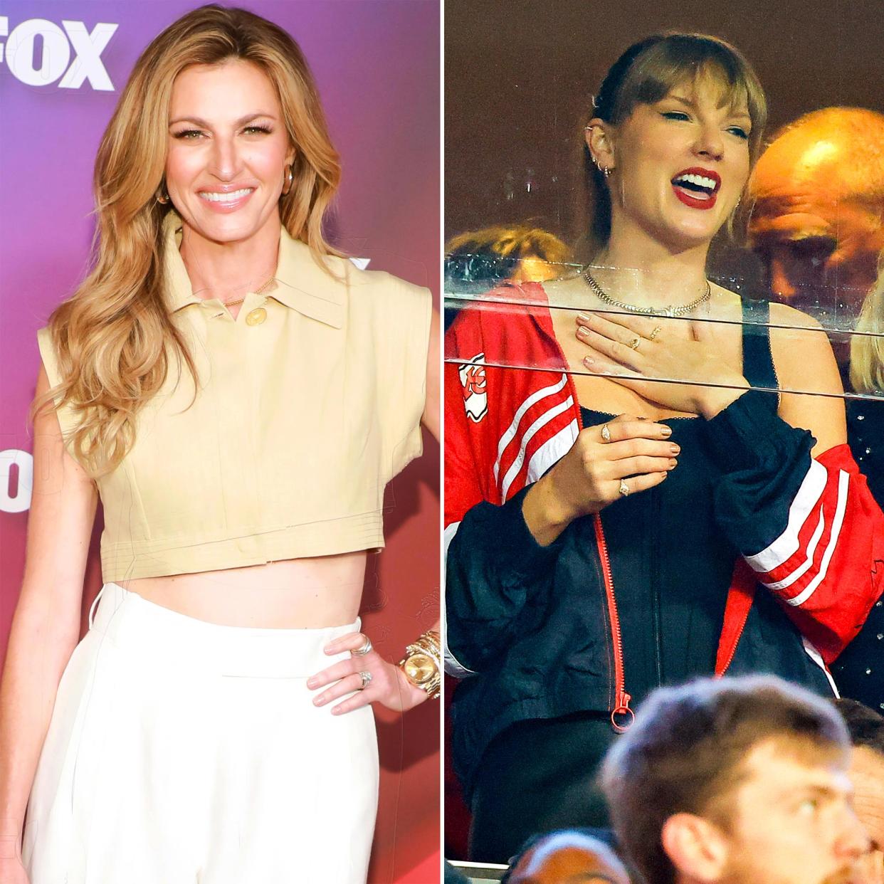 Erin Andrews freaked out after Taylor Swift modeled her WEAR windbreaker at a Chiefs game 267 272