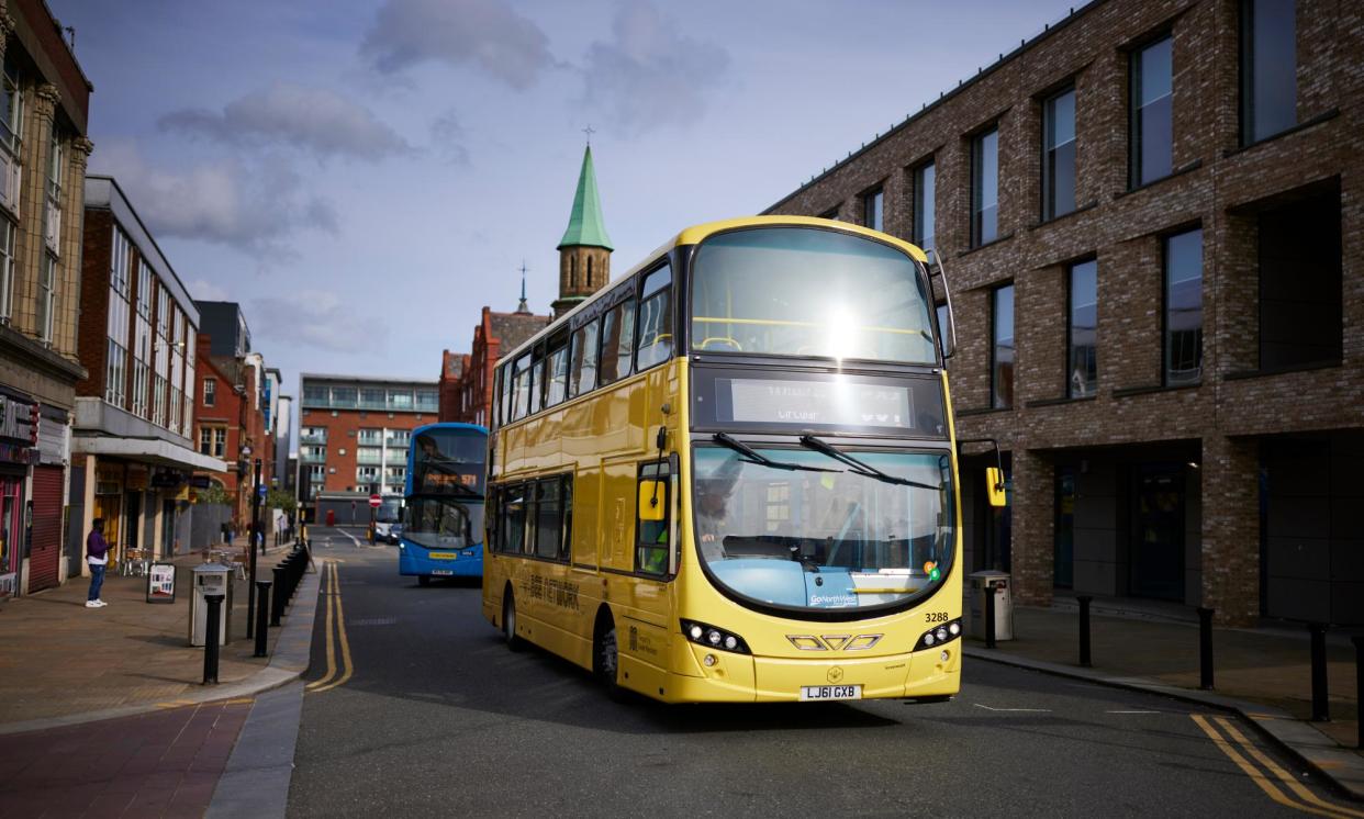 <span>Greater Manchester took buses back into public control and brought in the franchised Bee Network of services last year.</span><span>Photograph: Christopher Thomond/The Guardian</span>