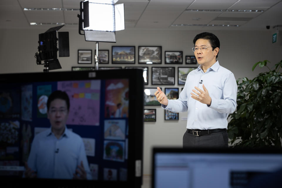 Minister Lawrence Wong delivering a national broadcast on ‘Living with COVID-19’ on 9 June, 2020.(PHOTO: MCI)