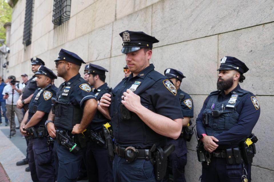 NYPD officers gathered at Columbia University on April 29, 2024. James Keivom