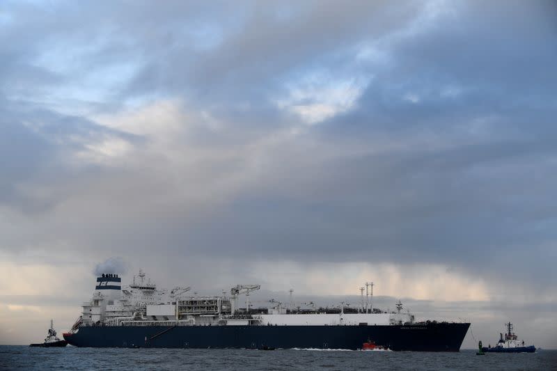 FILE PHOTO: Floating Storage and Regasification Unit (FSRU) ship "Hoegh Esperanza" arrives in Wilhelmshaven