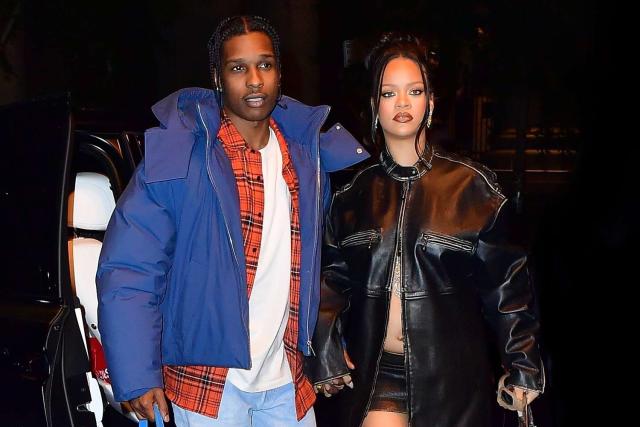 Rihanna Shows Off Baby Bump in Matching Denim Outfit With A$AP Rocky