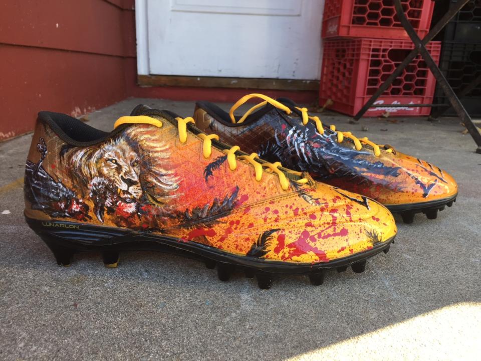 Artist Corey Pane has designed these cleats for Steelers linebacker Ryan Shazier. (Photo courtesy of Corey Pane) 