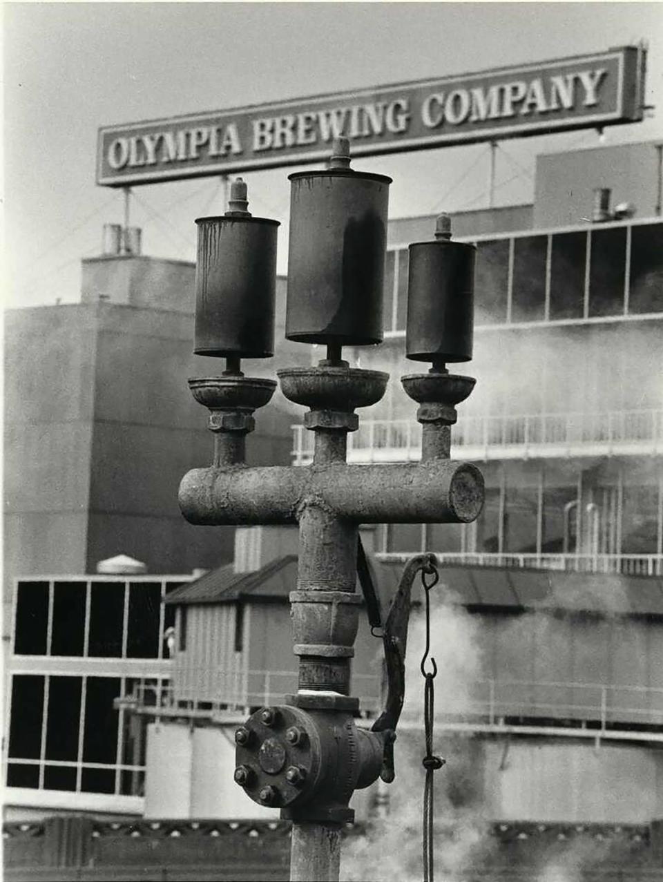 Archive photo of the Olympia Brewery whistle at its original location. Courtesy photo: Olympia Tumwater Foundation Courtesy of the Olympia Tumwater Foundation