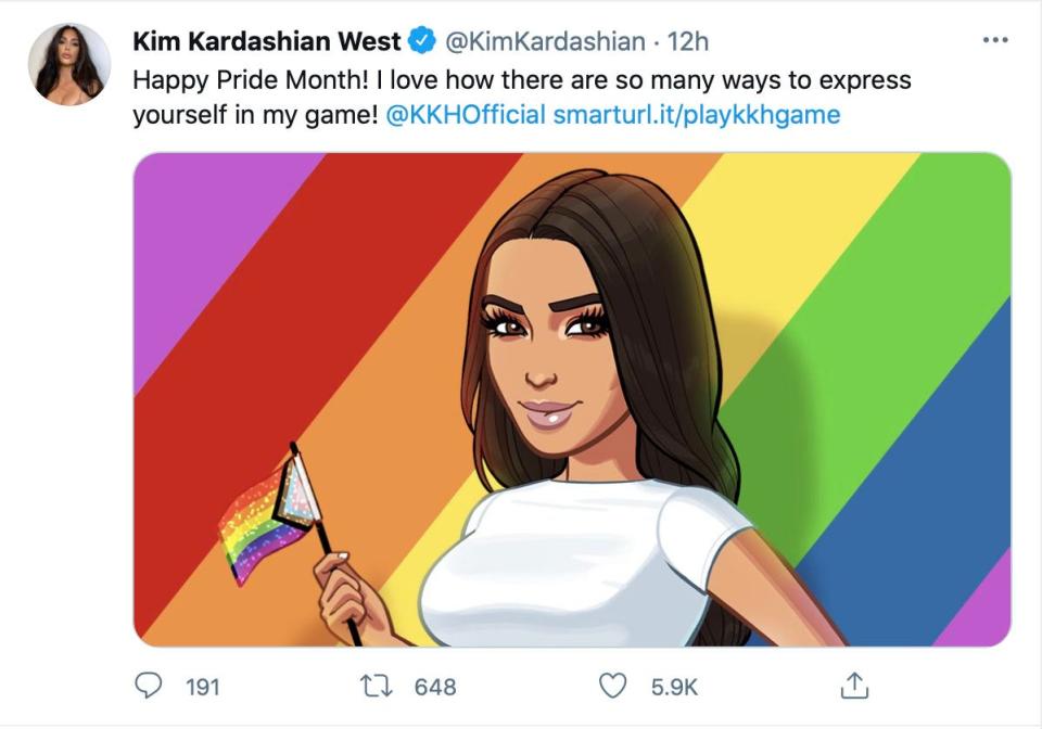 Kim Kardashian’s ‘shameless’ Pride Month tweet (Twitter)