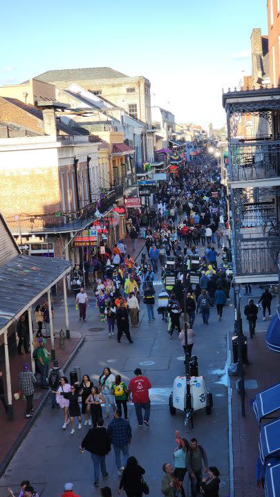 Bourbon Street during Mardi Gras on Monday, Feb. 12, 2024. (WGNO/Renaldo Ruffin)