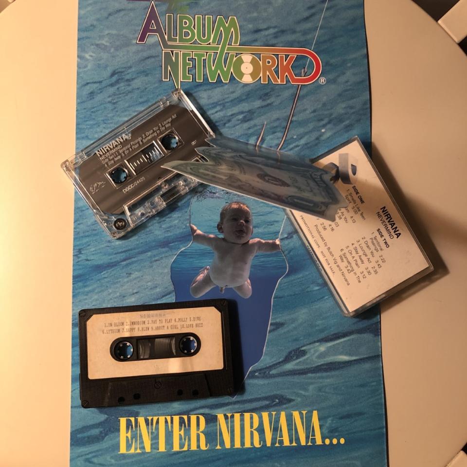Trade ad for the Album Network, a radio tip sheet; “Nevermind” advance cassette; “Smart Studios” demo 1990 - Credit: Courtesy Jem Aswad