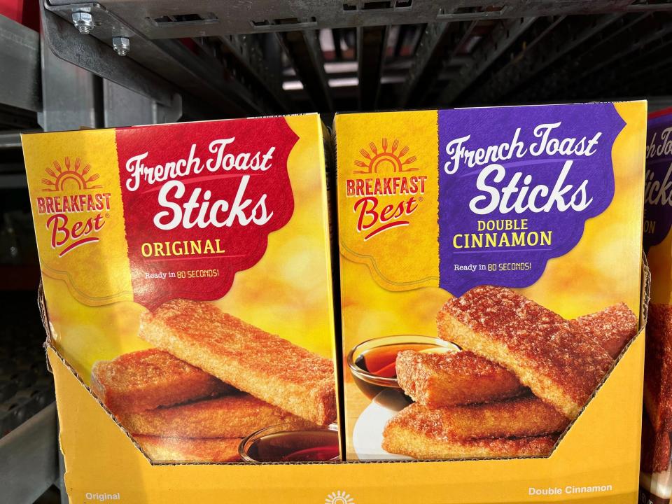 Breakfast Best French-toast sticks in yellow boxes