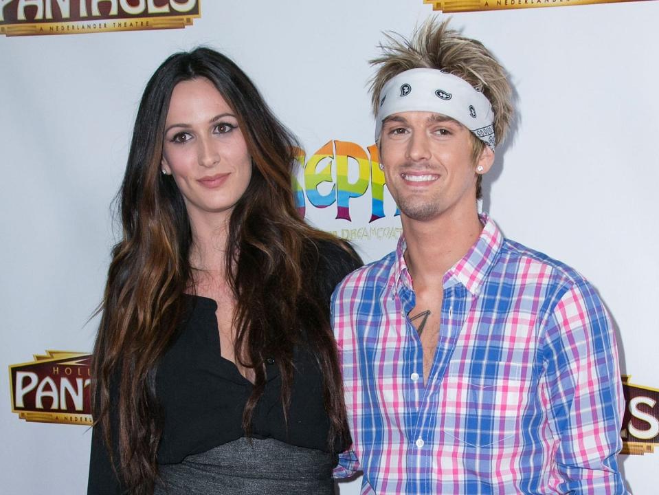 Angel Carter (L) and singer Aaron Carter attend Los Angeles opening night of "Joseph and The Amazing Technicolor Dreamcoat" at the Pantages Theatre on June 4, 2014