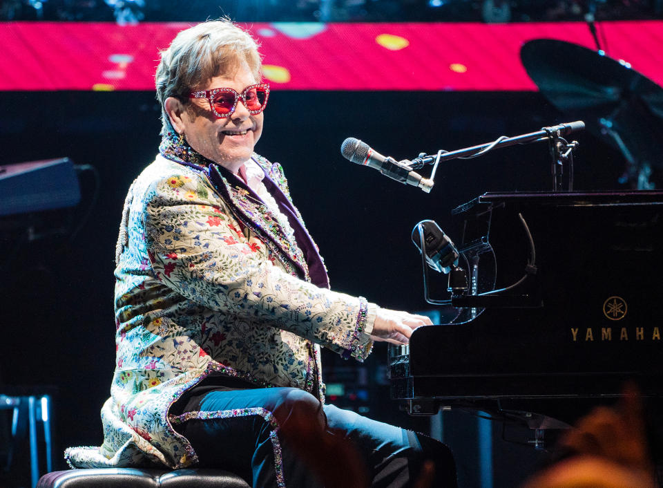 <p>Elton John performs during his Farewell Yellow Brick Road Tour at Smoothie King Center in New Orleans on Jan. 19.</p>