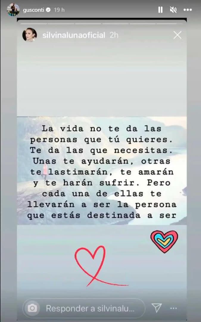 Gustavo Conti compartió en Instagram un mensaje que Silvina Luna había publicado en sus redes antes de morir (Foto: Instagram)