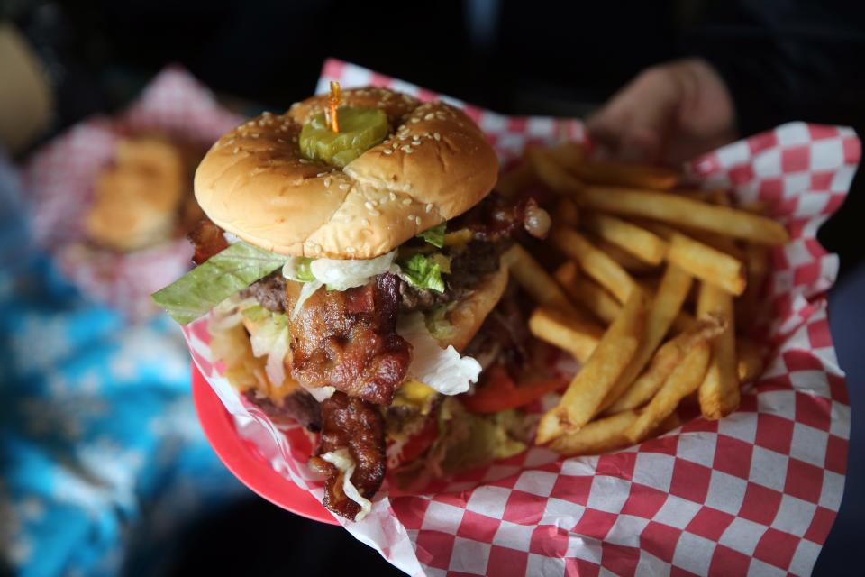 A Fat Smitty burger is served up in Discovery Bay on Wednesday.