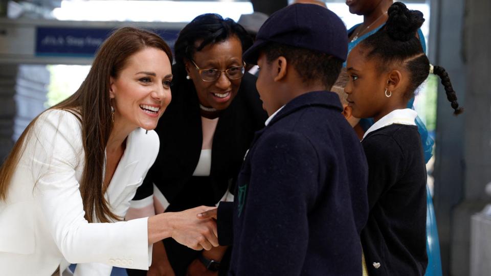 Catherine, Duchess of Cambridge attends the unveiling of the National Windrush Monument at Waterloo Station