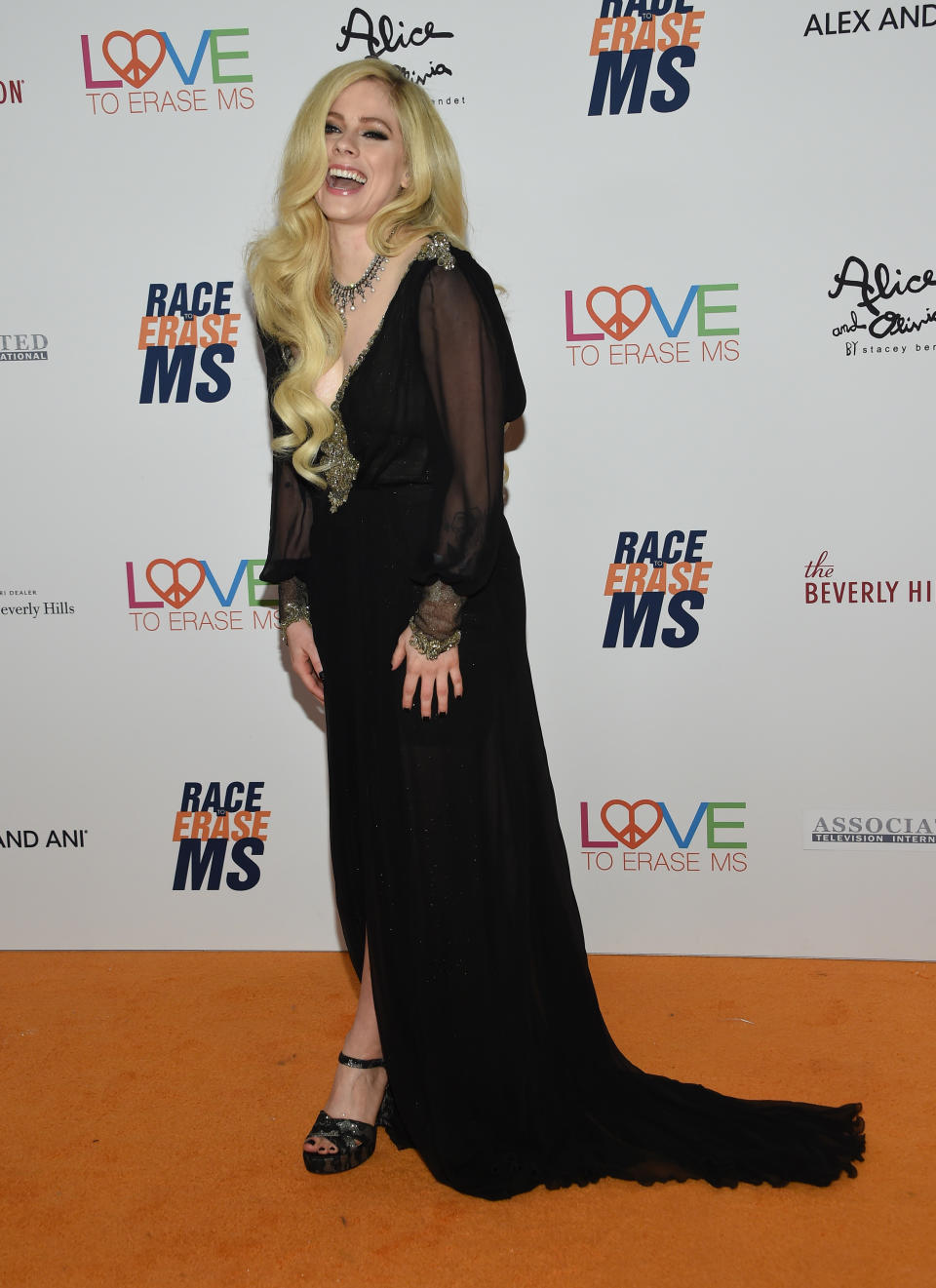 Avril Lavigne at the 25th Annual Race to Erase MS Gala at the Beverly Hilton hotel in Beverly Hills, on April 20 (Photo: Chris Delmas/AFP/Getty Images)