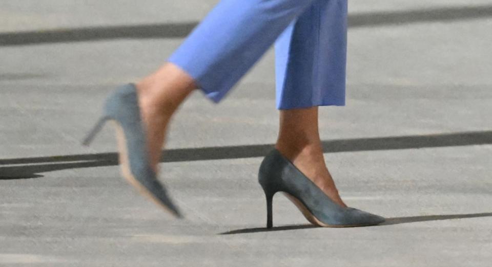 A close-up of Jill Biden's heels.