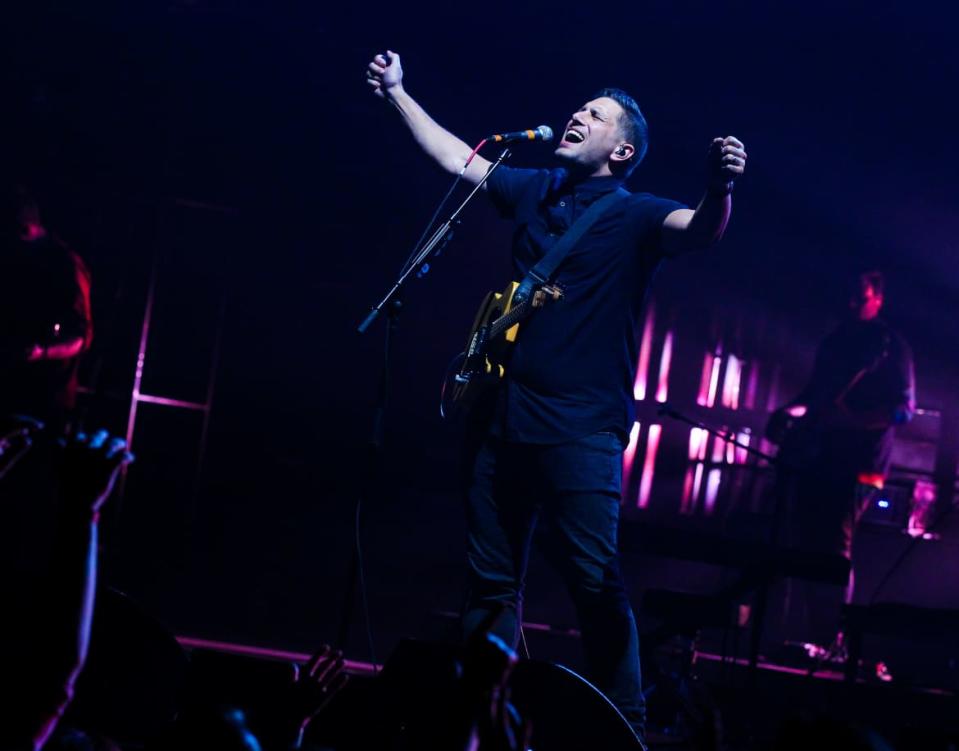 <div class="inline-image__caption"><p>Jad Gillies of Hillsong United performs during the OUTCRY tour at Bridgestone Arena on July 30, 2015, in Nashville, Tennessee.</p></div> <div class="inline-image__credit">Terry Wyatt/Getty</div>