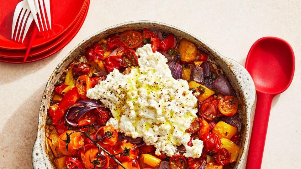 baked ricotta with jammy tomatoes