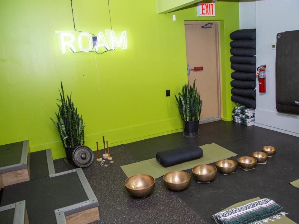 Roam149's singing bowls and yoga mat