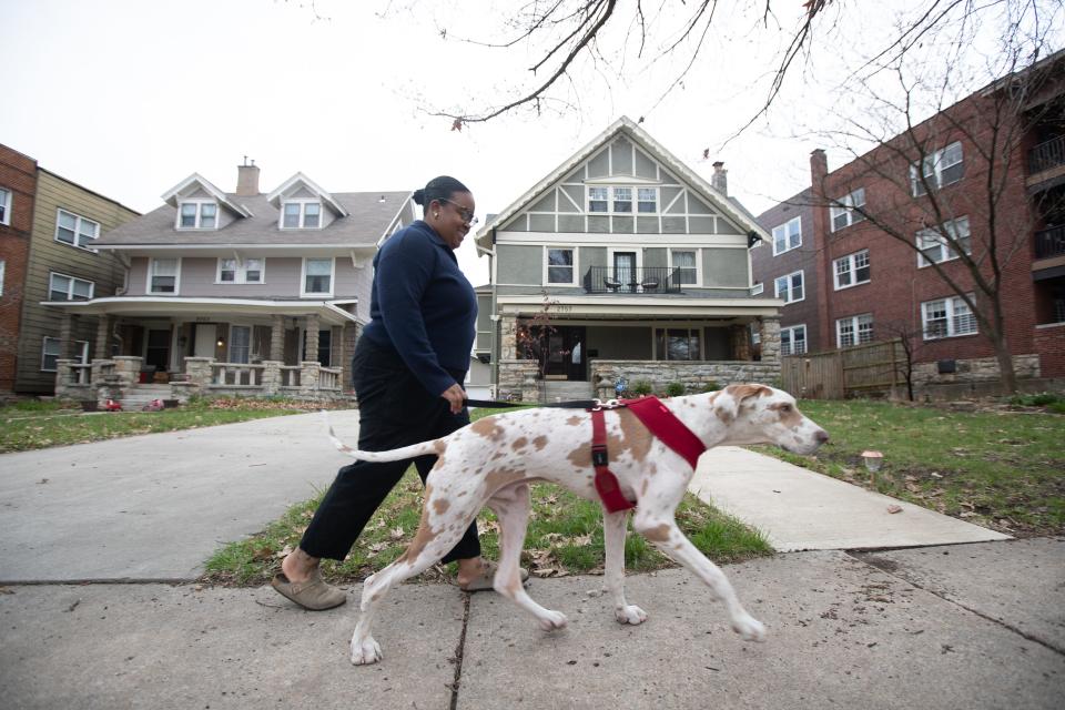 Walking around their neighborhood in Kansas City, Missouri, is a favorite activity for Tatiana Darby and her newly acquired Great Dane, Astro.