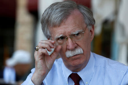 U.S. National Security Advisor John Bolton speaks during an interview with Reuters in Jerusalem August 21, 2018. REUTERS/RonenZvulun