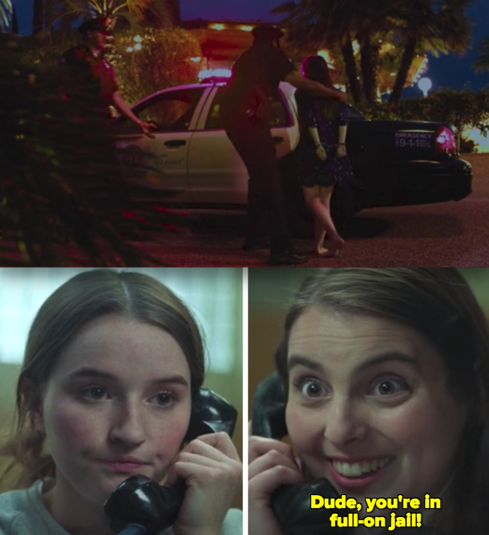 Amy getting arrested in "Booksmart"