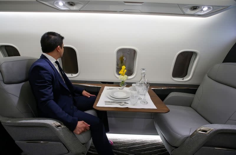 Bombardier unveils a mockup of its new Challenger 3500 business jet in Montreal