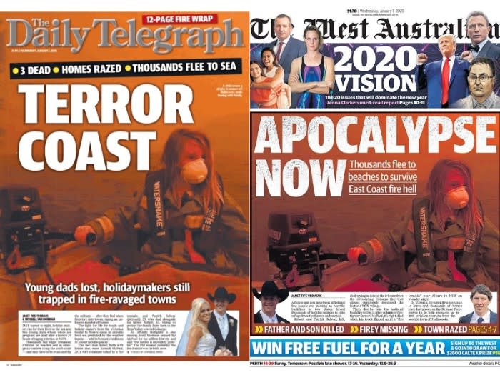 Portadas del Daily Telegraph y The West Australia. 