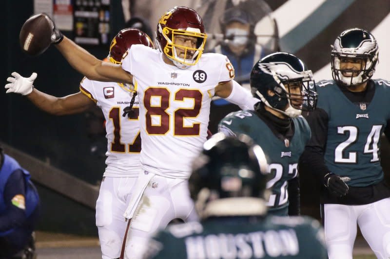 Washington Commanders tight end Logan Thomas (82) is my No. 13 option this week. File Photo by John Angelillo/UPI