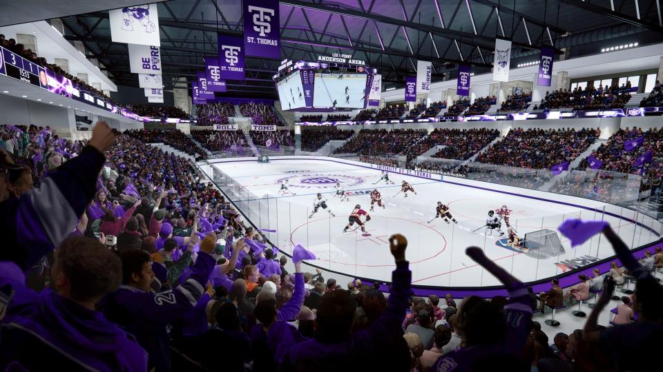 Mockup photo of the Lee and Penny Anderson Arena that will be finished in 2025.