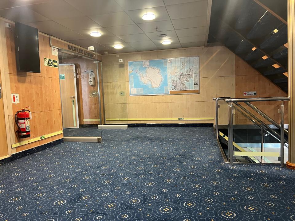 This was the entrance to the Nautilus Lounge. All throughout the ship were maps, posters, and other educational material tacked to the walls.
