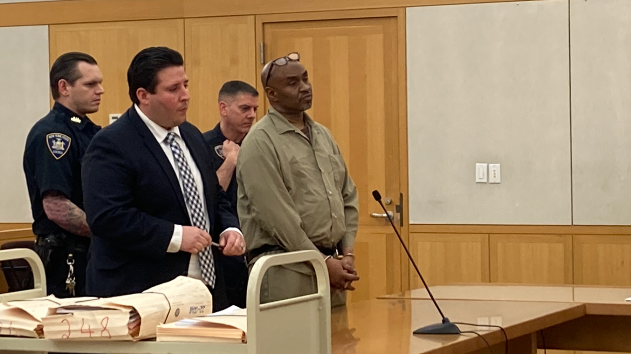 Percell Ross Blakely in Westchester County Court April 18, 2024. Blakely was sentenced to 20 years to life in state prison for first-degree murder in the Oct. 14, 2021, fatal shooting of New Rochelle cab driver Andres Valenzuela during a robbery.