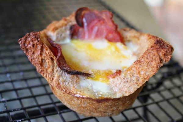 Bacon, Egg, and Cheese Toast Cups