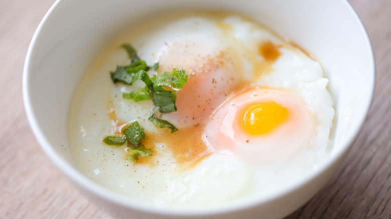 whole egg in bowl in microwave