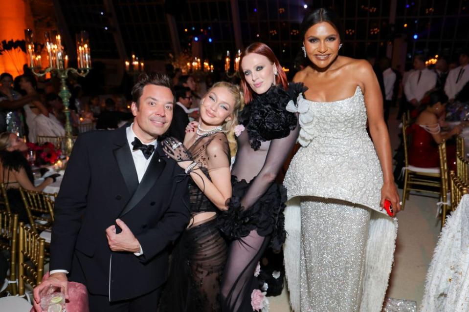 Jimmy Fallon, Gigi Hadid, Karen Elson and Mindy Kaling attend The 2023 Met Gala 